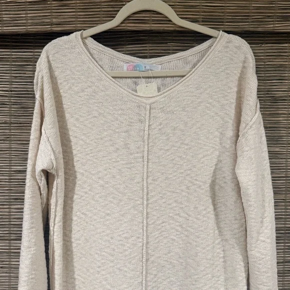 Free People Bri Sweater Maxi Dress Cream Boho Slit Lounge S - Picture 9 of 10